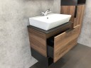 Тумба с раковиной Comforty Штутгарт 60 00004151039 подвесная Дуб темно-коричневый Черная столешница МДФ / ЛДСП