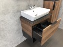 Тумба с раковиной Comforty Штутгарт 60 00004151039 подвесная Дуб темно-коричневый Черная столешница МДФ / ЛДСП