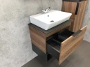 Тумба с раковиной Comforty Штутгарт 60 00004151039 подвесная Дуб темно-коричневый Черная столешница МДФ / ЛДСП