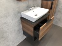 Тумба с раковиной Comforty Штутгарт 60 00004151039 подвесная Дуб темно-коричневый Черная столешница МДФ / ЛДСП