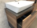 Тумба с раковиной Comforty Штутгарт 60 00004151039 подвесная Дуб темно-коричневый Черная столешница МДФ / ЛДСП