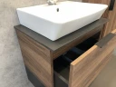 Тумба с раковиной Comforty Штутгарт 60 00004151039 подвесная Дуб темно-коричневый Черная столешница МДФ / ЛДСП