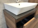 Тумба с раковиной Comforty Штутгарт 60 00004151039 подвесная Дуб темно-коричневый Черная столешница МДФ / ЛДСП