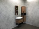 Тумба с раковиной Comforty Штутгарт 60 00004151039 подвесная Дуб темно-коричневый Черная столешница МДФ / ЛДСП