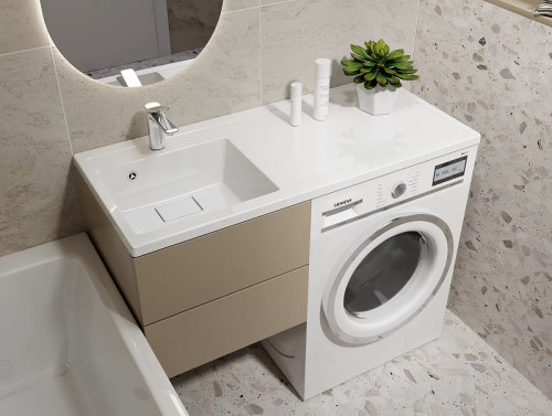 Раковина Paola Magenta 110 L с местом под стиральную машину Белая глянцевая