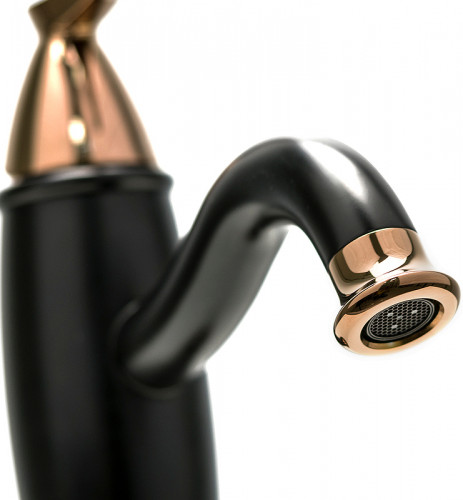 Смеситель для раковины Lemark Prime LM6106BRG Черный матовый Розовое золото латунь