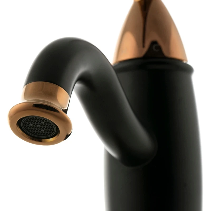 Смеситель для раковины Lemark Prime LM6106BRG Черный матовый Розовое золото латунь