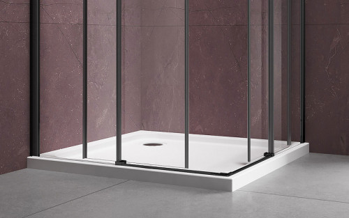 Душевой уголок Vincea Dice 100x100 VSS-4D100CLB профиль Черный стекло прозрачное