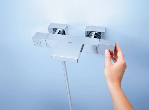 Смеситель для ванны Grohe Grohtherm Cube 34497000 с термостатом Хром латунь на стену