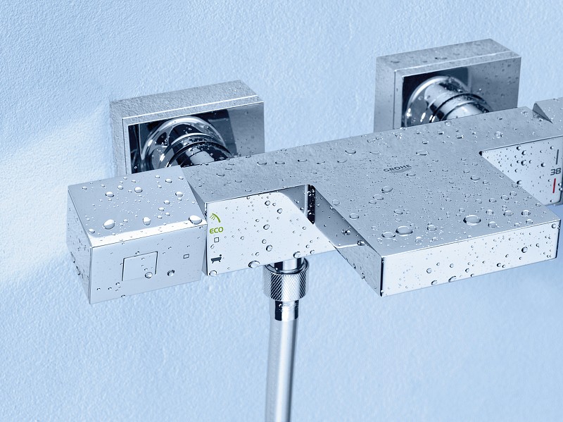 Смеситель для ванны Grohe Grohtherm Cube 34497000 с термостатом Хром латунь на стену