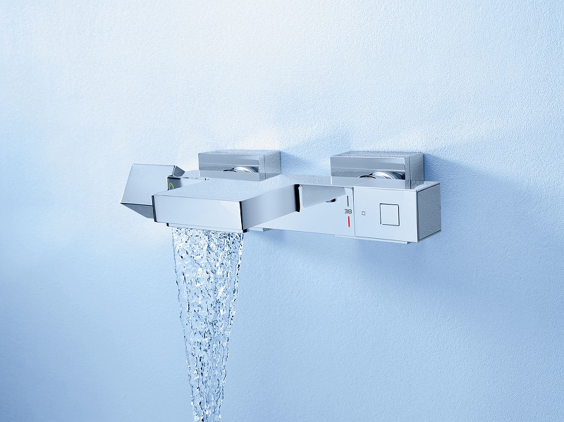 Смеситель для ванны Grohe Grohtherm Cube 34497000 с термостатом Хром латунь на стену