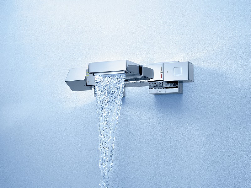 Смеситель для ванны Grohe Grohtherm Cube 34497000 с термостатом Хром латунь на стену