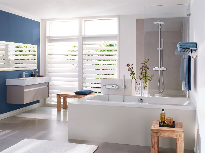 Смеситель для ванны Grohe Grohtherm Cube 34497000 с термостатом Хром латунь на стену