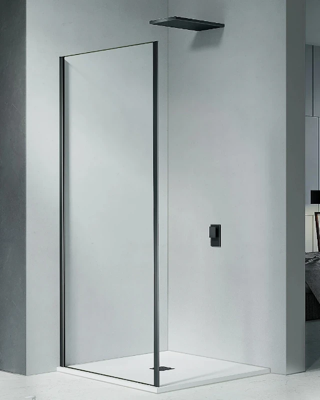 Душевая стенка Good Door Cofe SP-100-C-B 100 КФ00020 профиль Черный стекло прозрачное