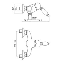 Смеситель для душа Gattoni Orta 2725/27D0 OLD Золото 24 карат латунь на стену