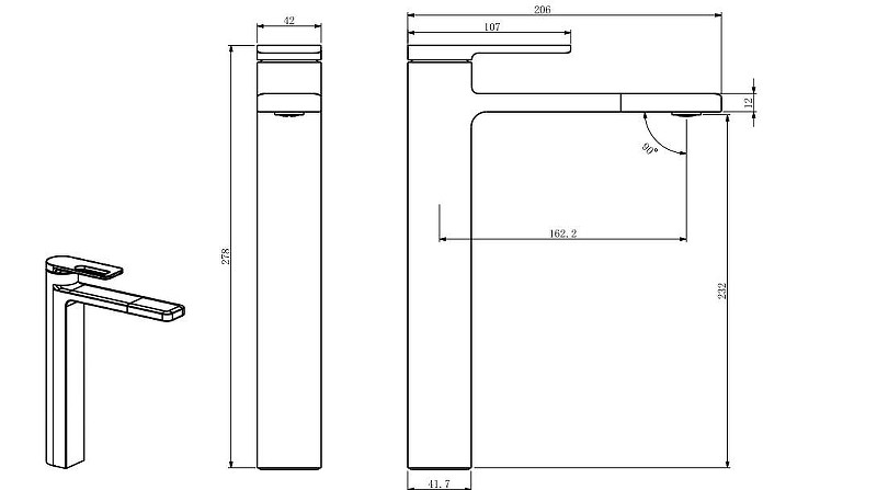 Смеситель для раковины Black&White Gravity GF-7203-С 7203C цвет Хром