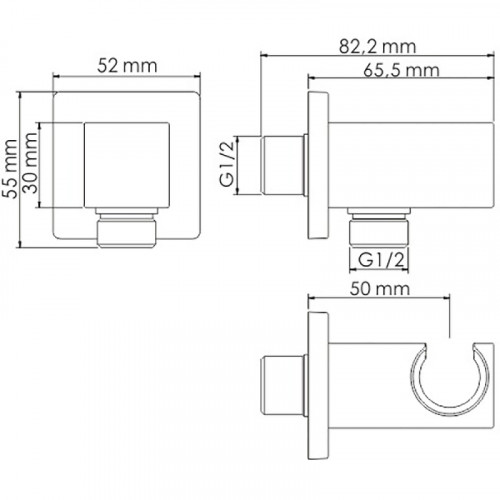 Шланговое подключение WasserKRAFT A125 Хром латунь на стену