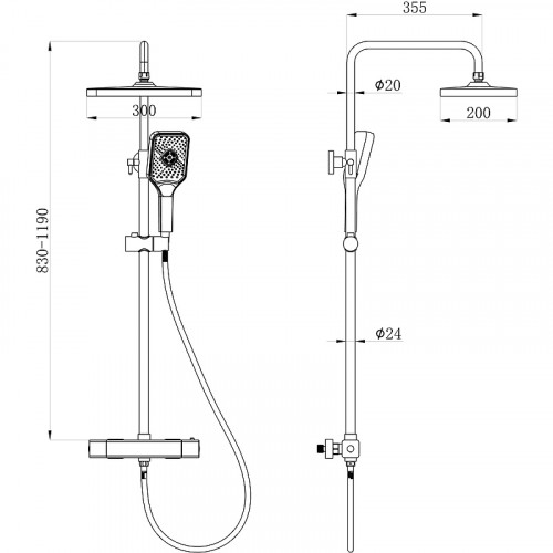 Душевая система beWash BV0TMSS6121 с термостатом Хром латунь на стену