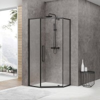 Душевой уголок Black&amp;White Stellar Wind S875 100х100 8751010 профиль Черный стекло прозрачное