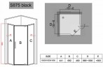 Душевой уголок Black&White Stellar Wind S875 100х100 8751010 профиль Черный стекло прозрачное