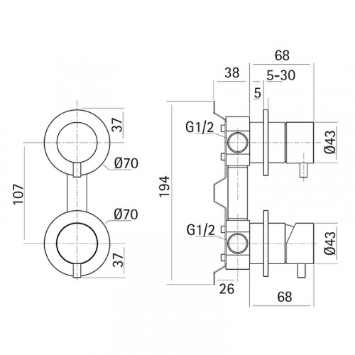 Смеситель для душа Cisal Xion XI000215D1 Нержавеющая сталь нержавеющая сталь встраиваемый