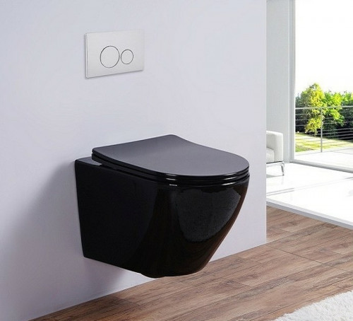 Унитаз Esbano Azalea ESUPAZALB подвесной Черный глянцевый с сиденьем Микролифт фаянс подвесной