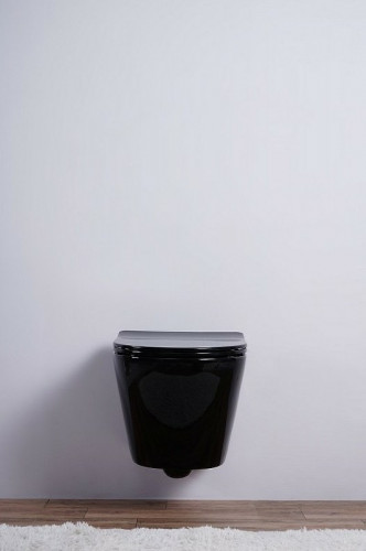 Унитаз Esbano Azalea ESUPAZALB подвесной Черный глянцевый с сиденьем Микролифт фаянс подвесной