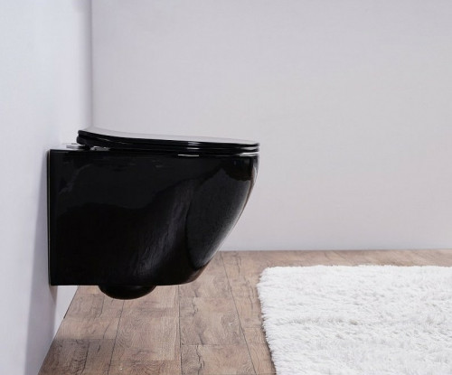 Унитаз Esbano Azalea ESUPAZALB подвесной Черный глянцевый с сиденьем Микролифт фаянс подвесной