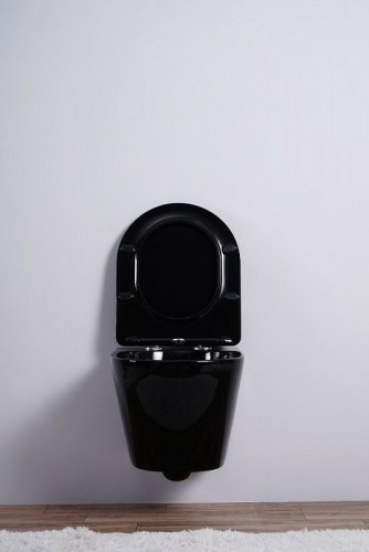 Унитаз Esbano Azalea ESUPAZALB подвесной Черный глянцевый с сиденьем Микролифт фаянс подвесной