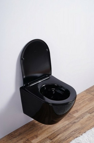 Унитаз Esbano Azalea ESUPAZALB подвесной Черный глянцевый с сиденьем Микролифт фаянс подвесной