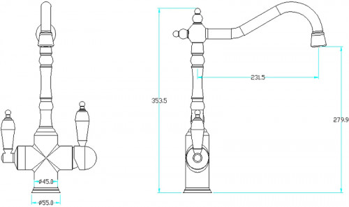 Смеситель для кухни Boheme Medici Ripresa 111-BSW Бронза латунь