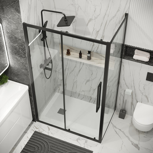 Душевой уголок Grossman Cosmo 100х90 120.K33.02.1090.21.00 профиль Черный матовый стекло прозрачное