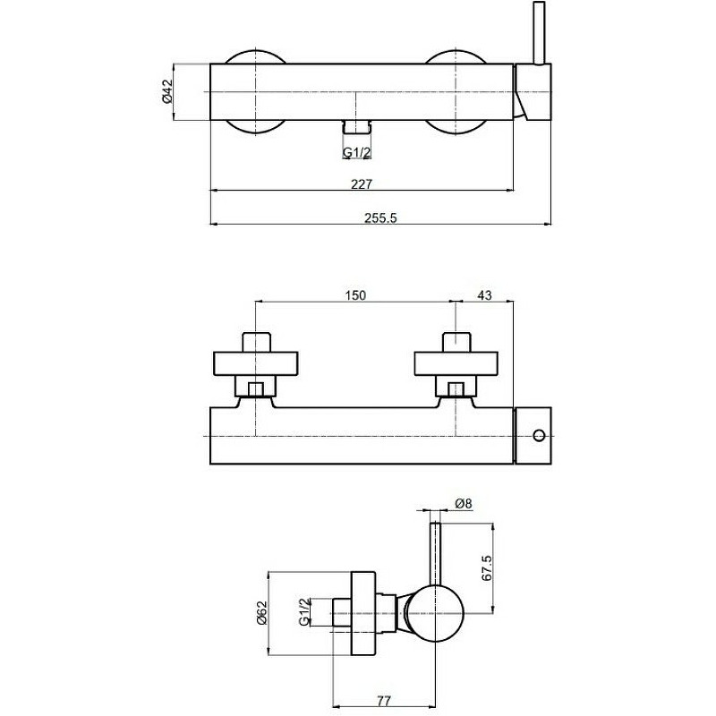Смеситель для душа AQUAme Siena AQM6213GG Золото глянцевое латунь на стену