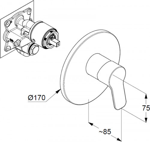 Смеситель для душа Kludi Pure Easy 376550565 Хром латунь встраиваемый