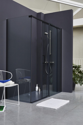 Душевая стенка Jacob Delafon Contra 90 E22FC90-BL профиль Черный матовый стекло прозрачное