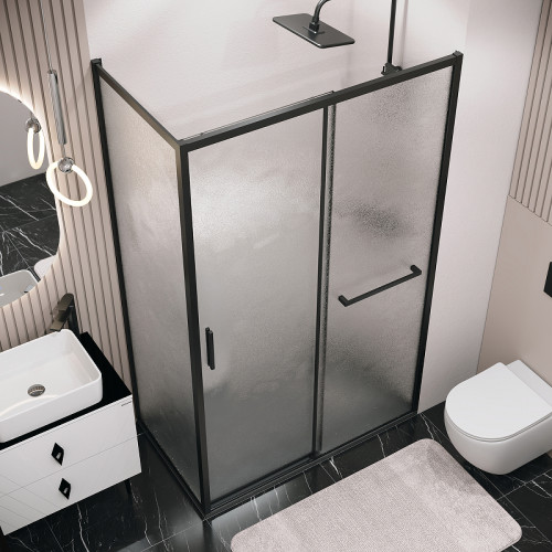 Душевая стенка Grossman Style 90 200.K33.05.90.21.02 профиль Черный матовый стекло шиншилла