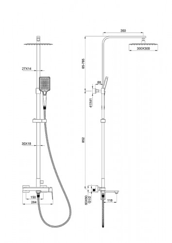 Душевая система Wonzon &amp; Woghand Diamond WW-88739011-CR цвет Хром