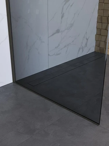 Душевая перегородка BelBagno Uno 110 UNO-L-1-TB-110-GR-GM профиль Оружейная сталь стекло тонированное