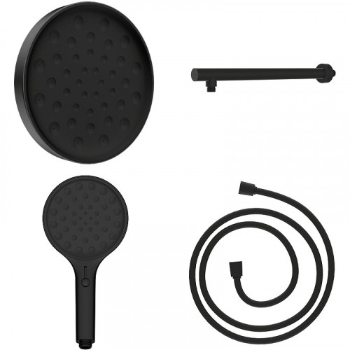 Комплект верхнего и ручного душа Vincea Inspire VSHH-3I2AHMB Черный матовый латунь на стену