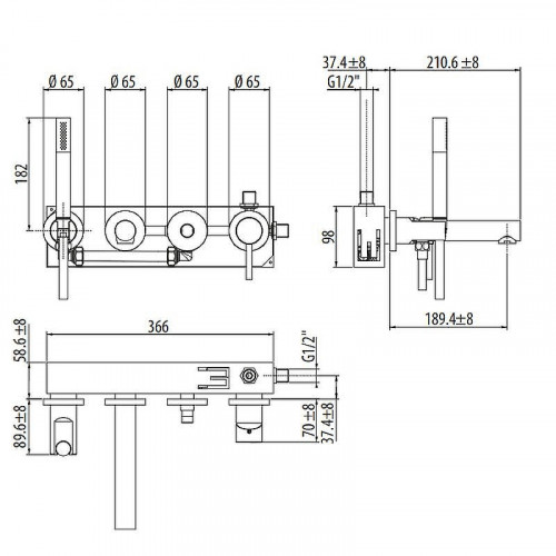 Смеситель для ванны Gattoni Circle One 9005/90C0 Хром