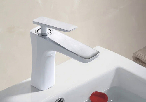 Смеситель для раковины Rose R16F R1601F Белый Хром латунь