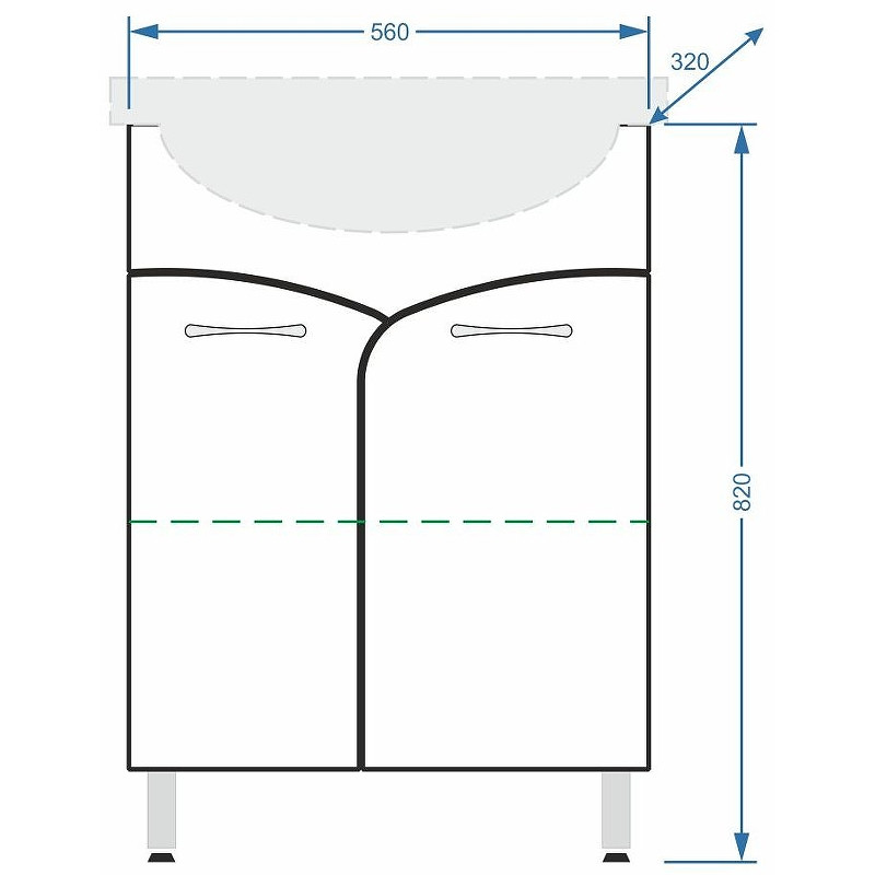 Тумба под раковину Stella Polar Волна 60 SP-00000052 Белая