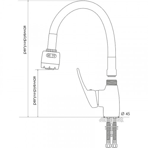 Смеситель для кухни Melodia della vita Ostessa MDV40616Blue Хром Синий латунь