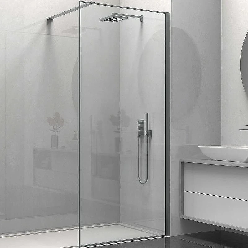 Душевая перегородка Vincea Walk-In 100 VSW-1HS100CLGM профиль Вороненая сталь стекло прозрачное