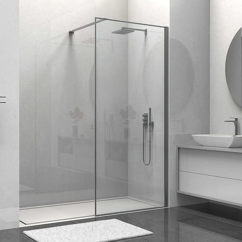 Душевая перегородка Vincea Walk-In 100 VSW-1HS100CLGM профиль Вороненая сталь стекло прозрачное