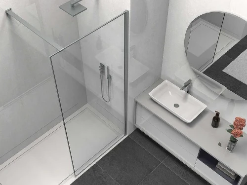 Душевая перегородка Vincea Walk-In 100 VSW-1HS100CLGM профиль Вороненая сталь стекло прозрачное