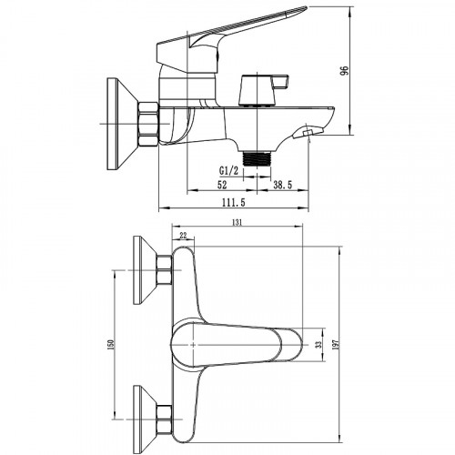 Смеситель для ванны ESKO Kazan KZ54 Хром