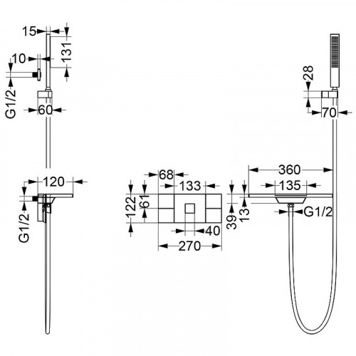 Смеситель для ванны Vincea Futura VSFW-2F110TCH с термостатом Хром латунь встраиваемый
