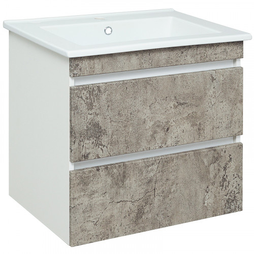 Тумба под раковину Runo Манхэттен 65 00-00001018 Серый бетон Белая МДФ / ЛДСП