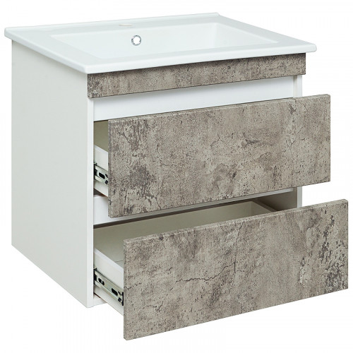 Тумба под раковину Runo Манхэттен 65 00-00001018 Серый бетон Белая МДФ / ЛДСП